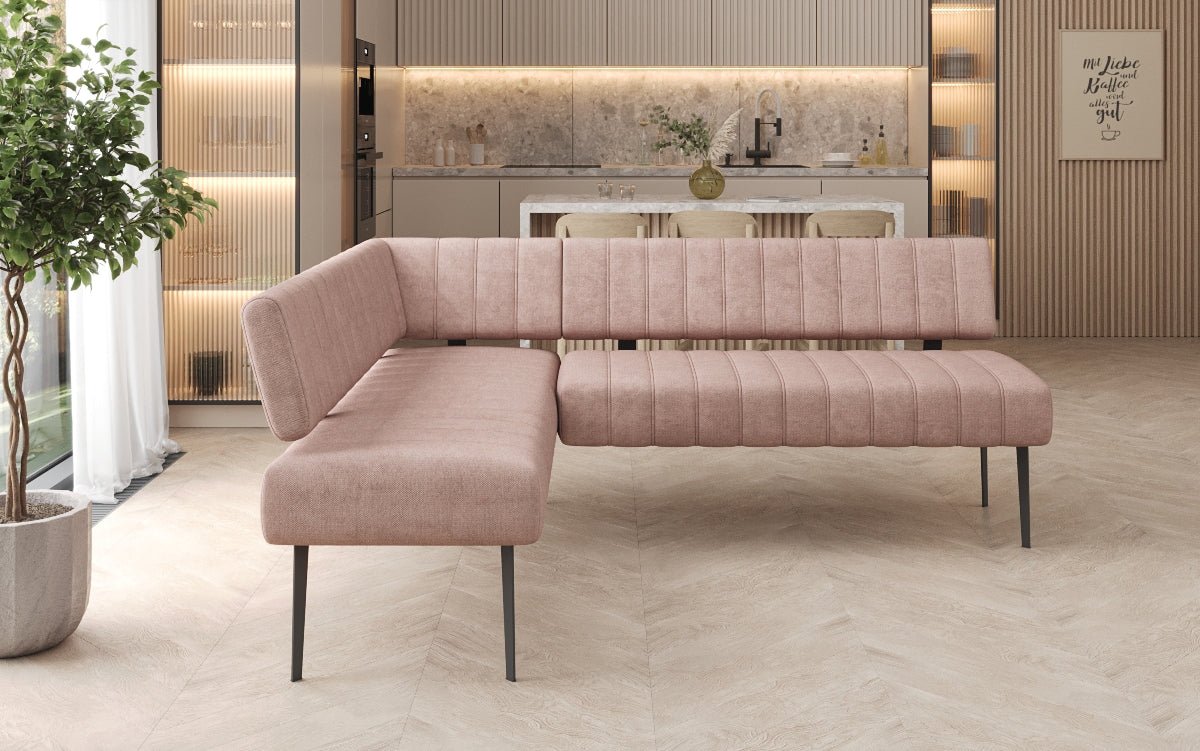 Upholstered Montero Dining Bench in Durable Fabric with Metal Legs