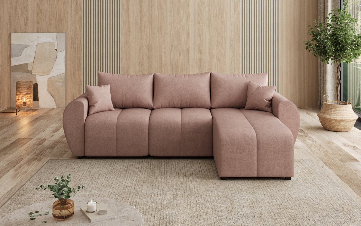 Designer sofa Sorella L with sleeping and folding function in fabric