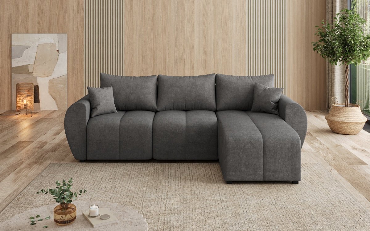 Designer sofa Sorella L with sleeping and folding function in fabric