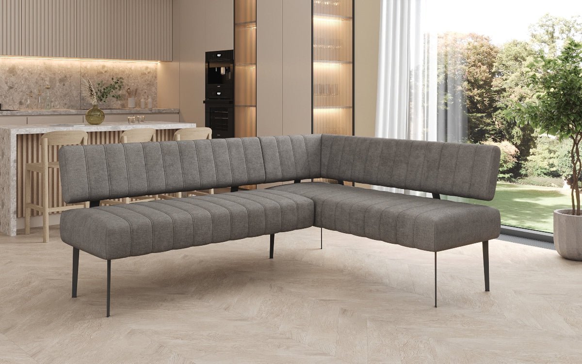 Upholstered Montero Dining Bench in Durable Fabric with Metal Legs