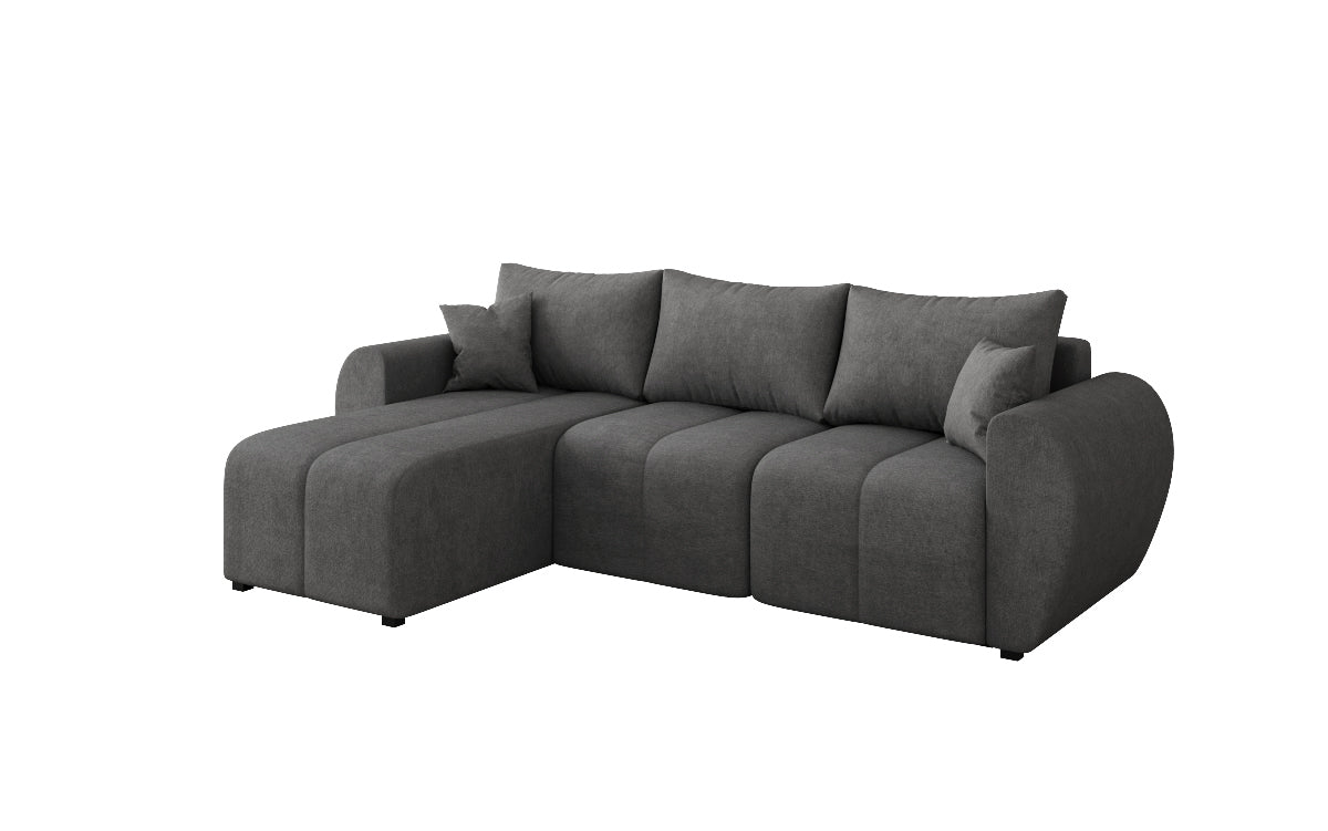Designer sofa Sorella L with sleeping and folding function in fabric