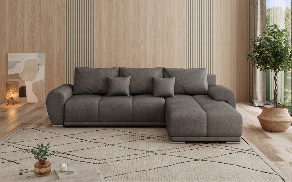 Designer sofa Leni L with sleeping and folding function in fabric