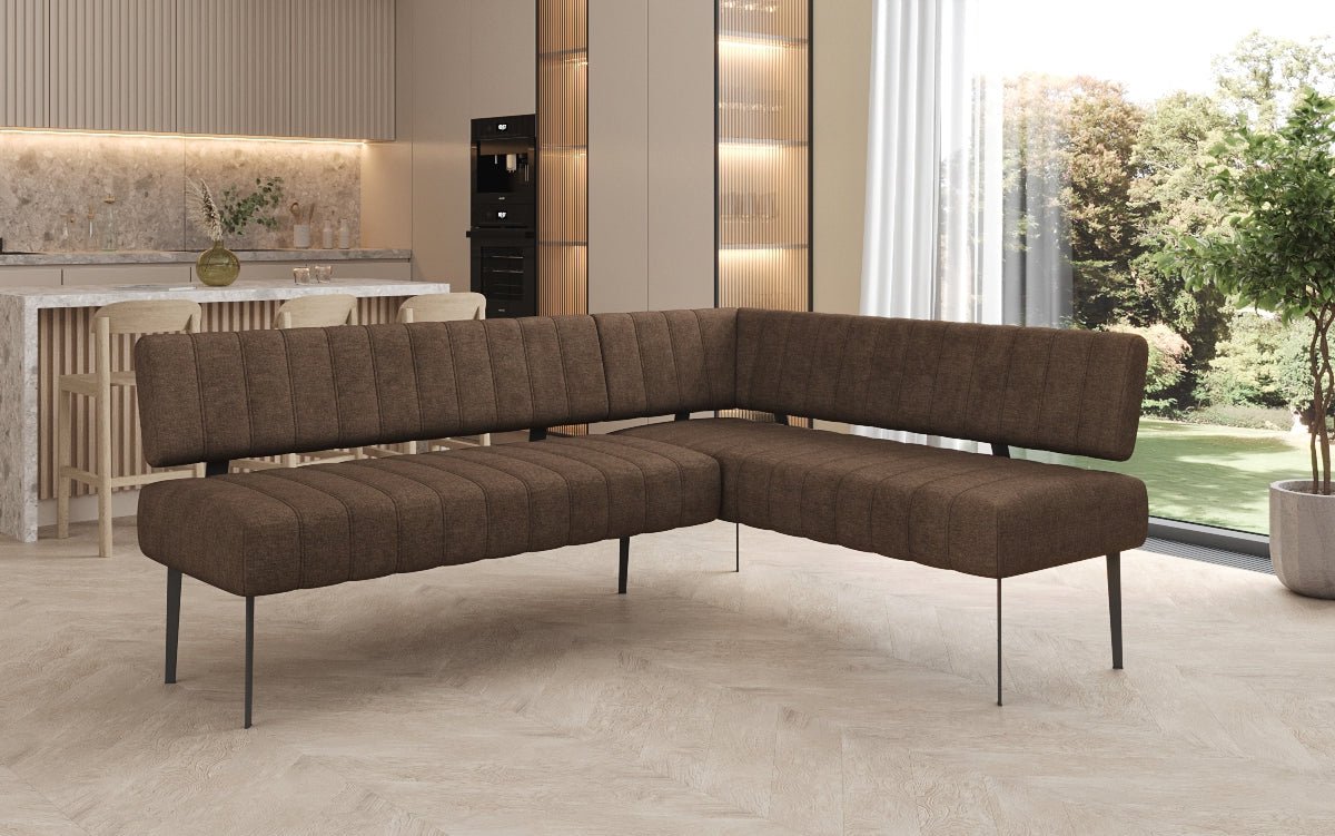 Upholstered Montero Dining Bench in Durable Fabric with Metal Legs