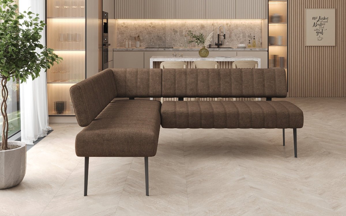 Upholstered Montero Dining Bench in Durable Fabric with Metal Legs