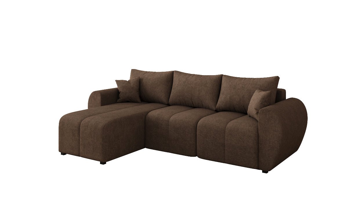 Designer sofa Sorella L with sleeping and folding function in fabric