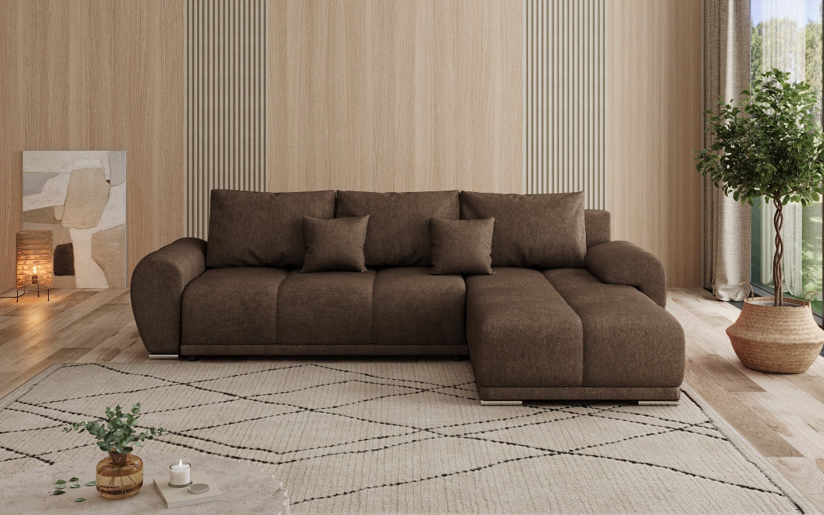 Designer sofa Leni L with sleeping and folding function in fabric