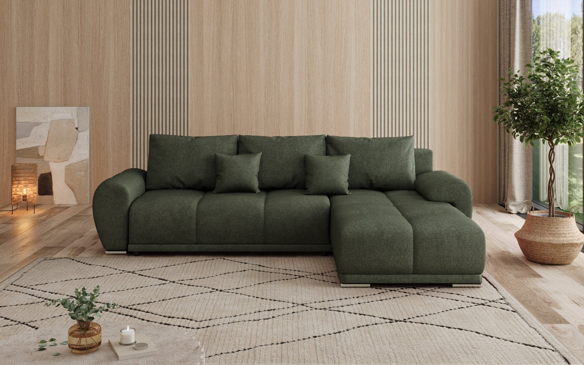 Designer sofa Leni L with sleeping and folding function in fabric