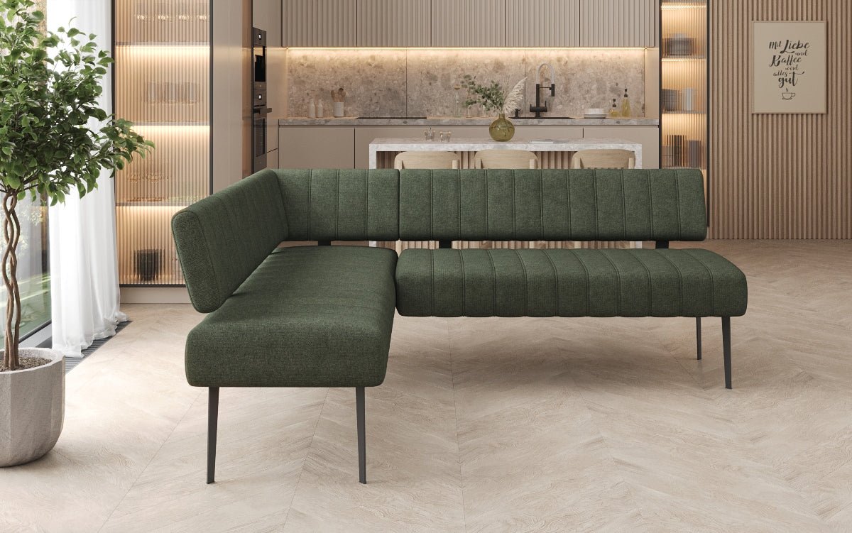 Upholstered Montero Dining Bench in Durable Fabric with Metal Legs