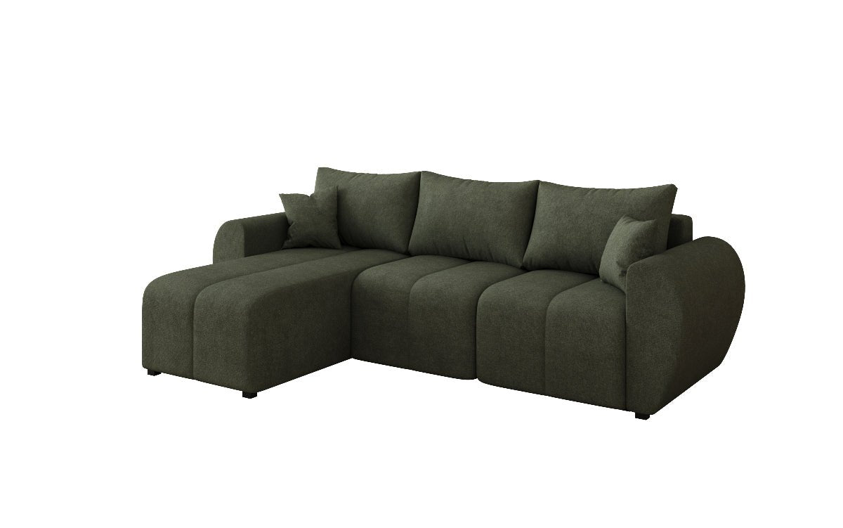 Designer sofa Sorella L with sleeping and folding function in fabric
