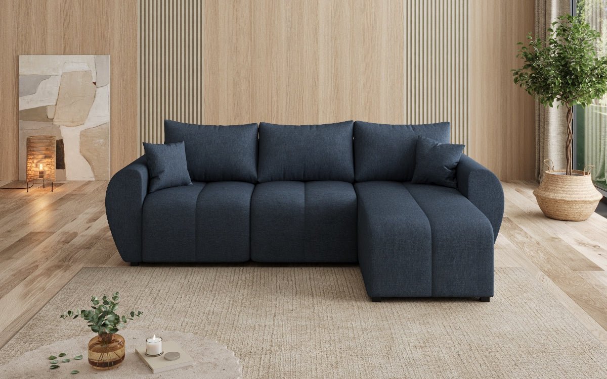 Designer sofa Sorella L with sleeping and folding function in fabric