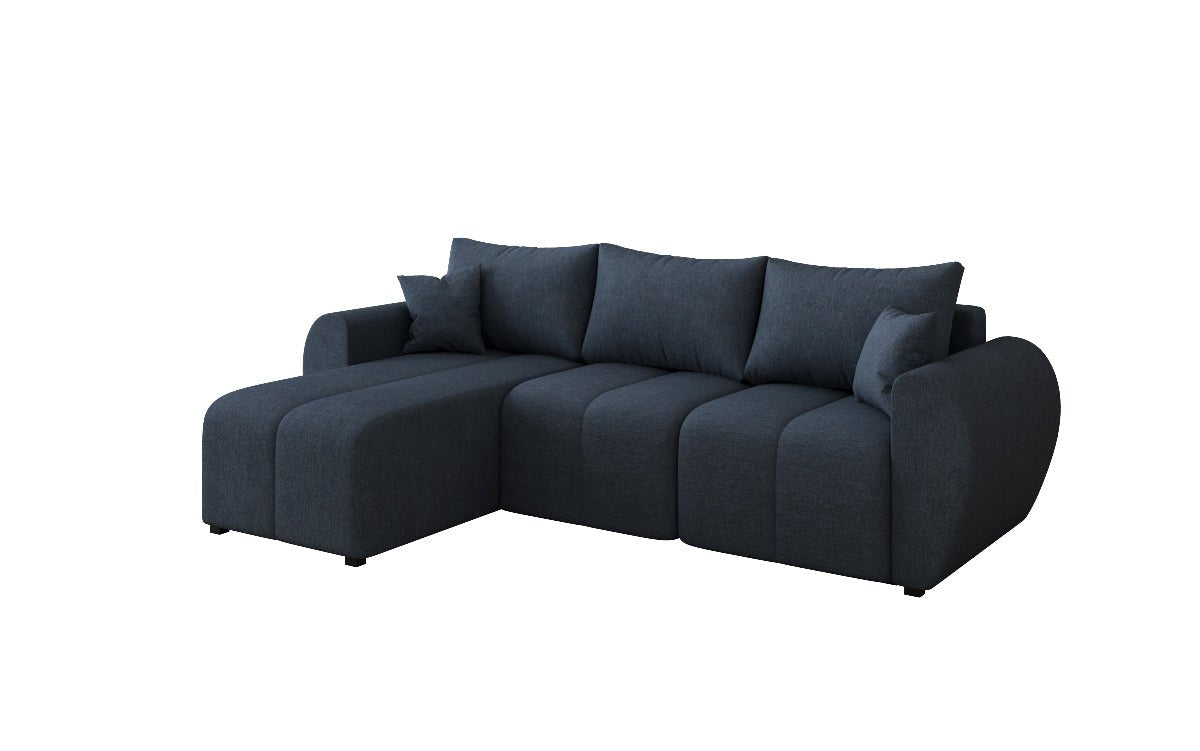 Designer sofa Sorella L with sleeping and folding function in fabric