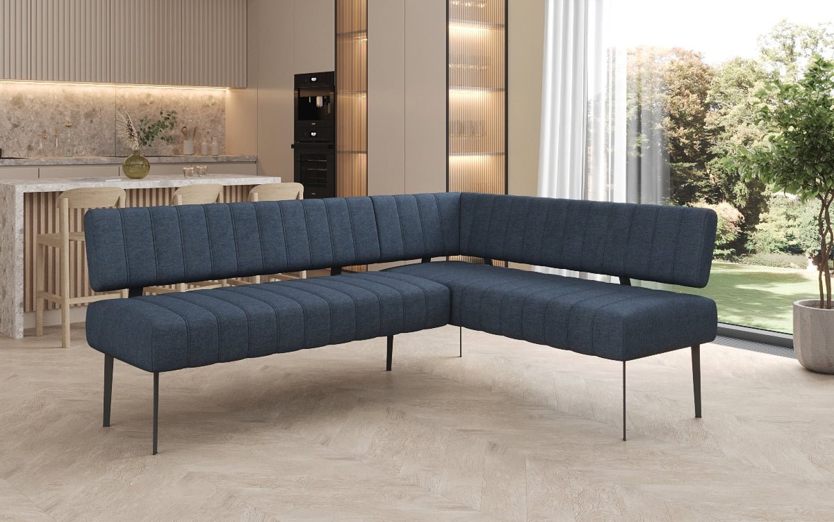 Upholstered Montero Dining Bench in Durable Fabric with Metal Legs