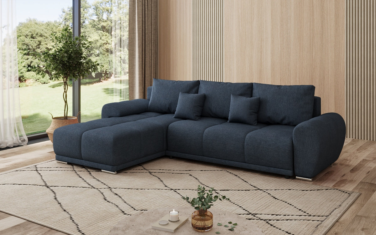 Designer sofa Leni L with sleeping and folding function in fabric