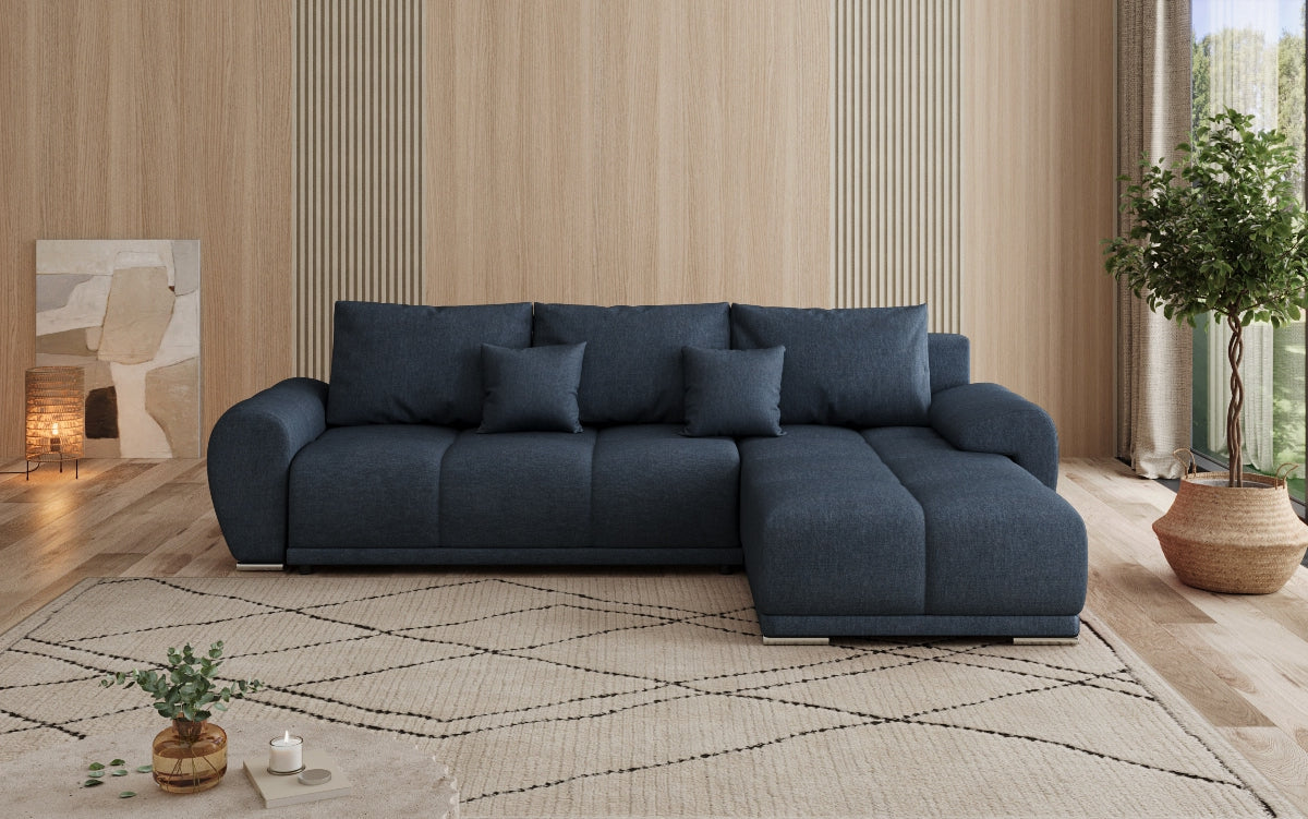 Designer sofa Leni L with sleeping and folding function in fabric