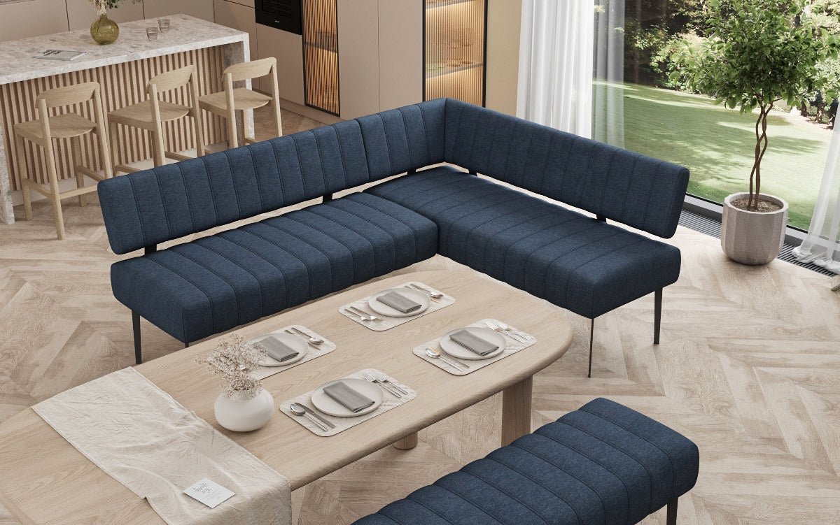 Upholstered Montero Dining Bench in Durable Fabric with Metal Legs