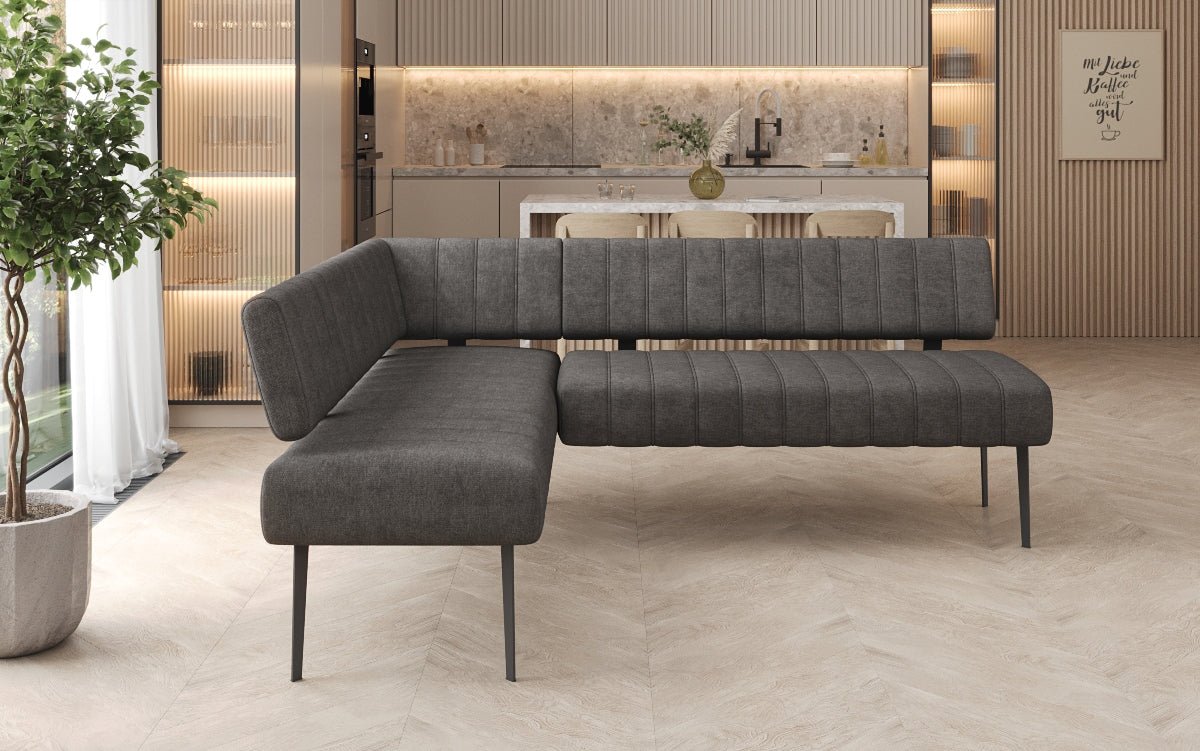 Upholstered Montero Dining Bench in Durable Fabric with Metal Legs