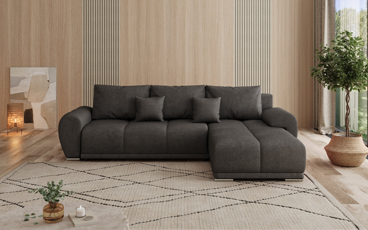 Designer sofa Leni L with sleeping and folding function in fabric