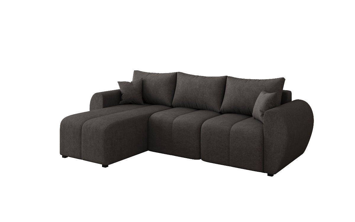 Designer sofa Sorella L with sleeping and folding function in fabric