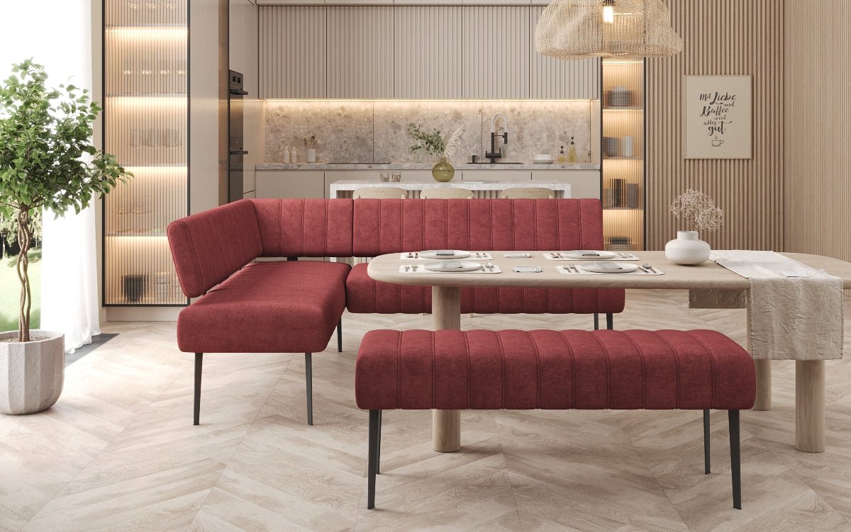 Upholstered Montero Dining Bench in Durable Fabric with Metal Legs