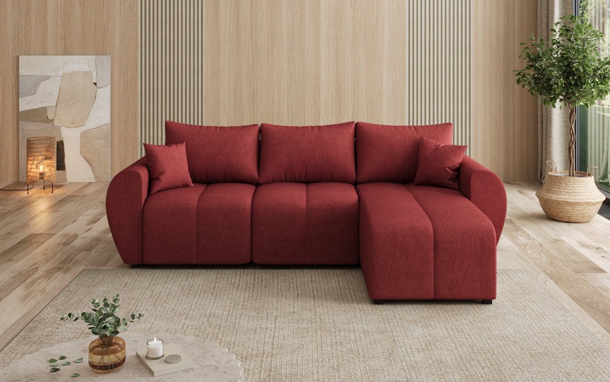 Designer sofa Sorella L with sleeping and folding function in fabric