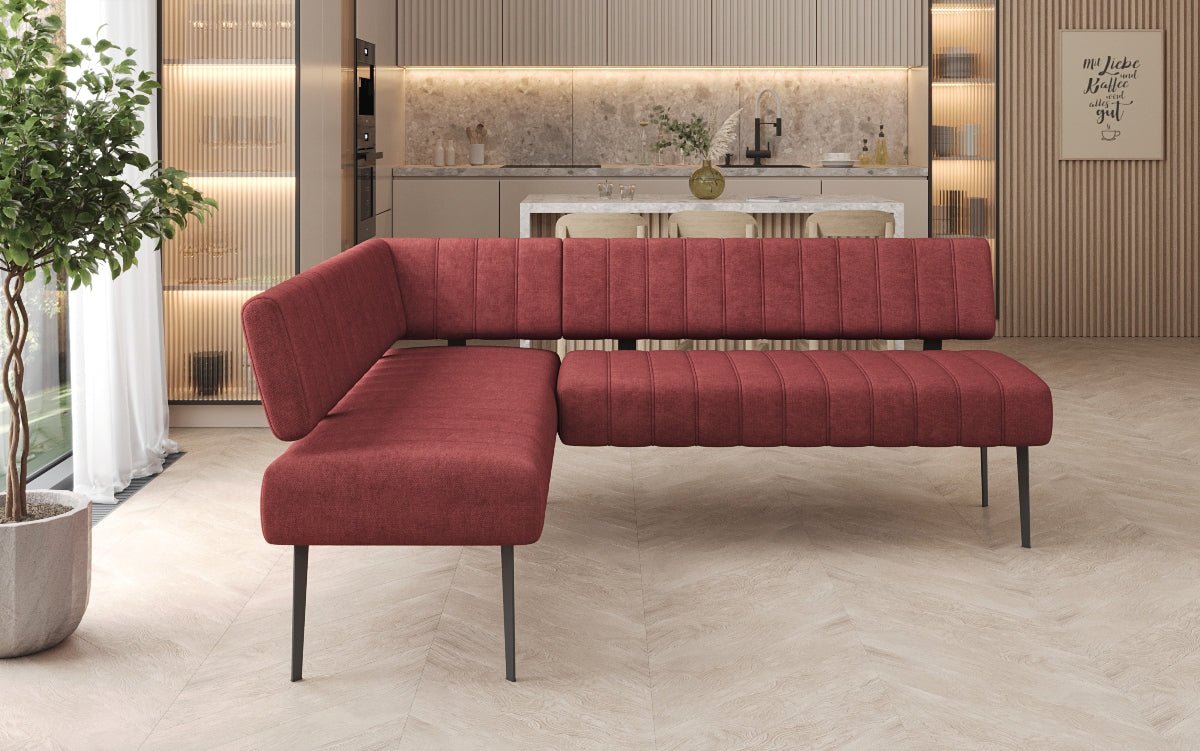 Upholstered Montero Dining Bench in Durable Fabric with Metal Legs