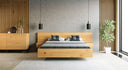 Designer wooden bed Ophelia in solid oak with a floating appearance
