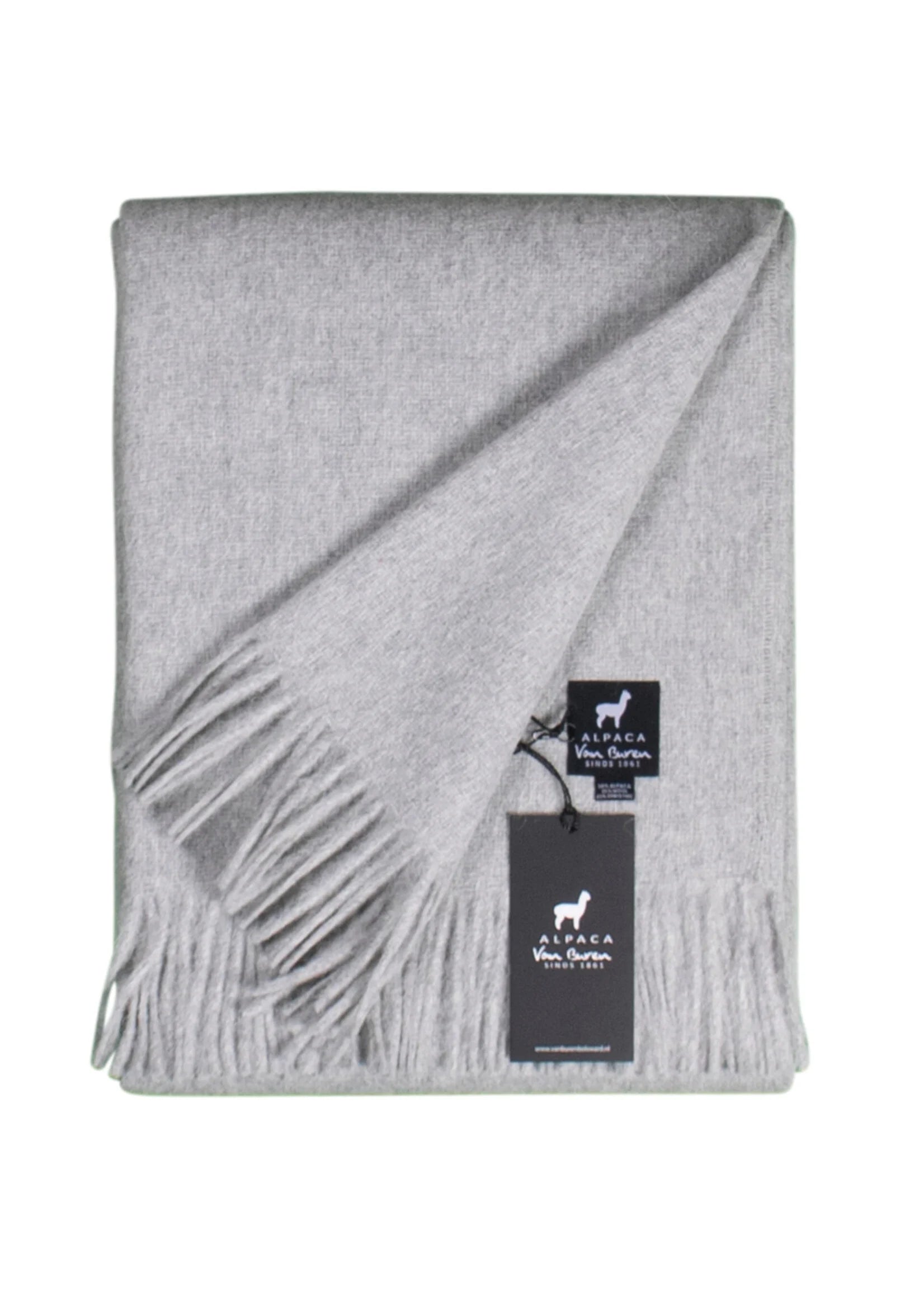 Alpaca Bedspread Inari - Pure Alpaca Wool in Light Gray - 200x150 cm