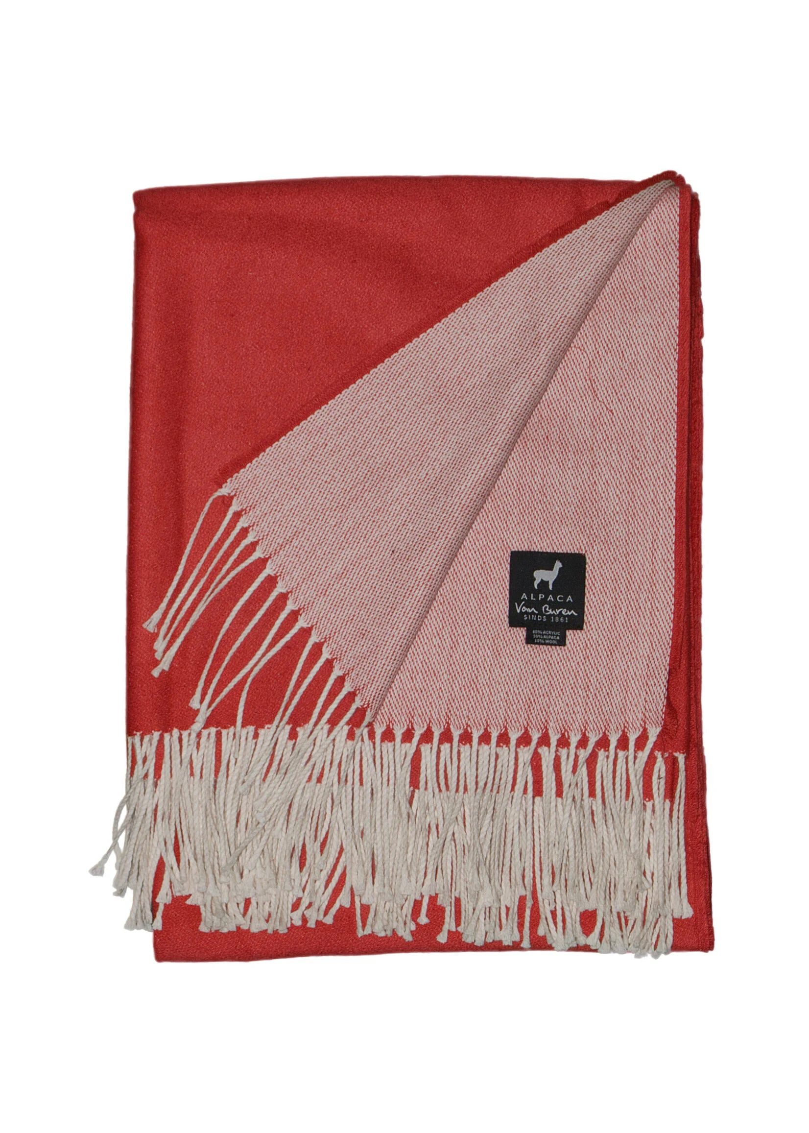 Light Alpaca Bedspread Runa - Pure Alpaca Wool in Red - 175x135 cm