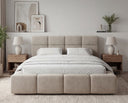 Designer Polsterbett Vero in Samt mit Stauraum – Beige