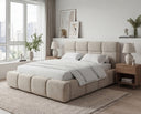 Designer Polsterbett Vero in Samt mit Stauraum – Beige