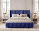 Designer Polsterbett Viola in Samt – Blau