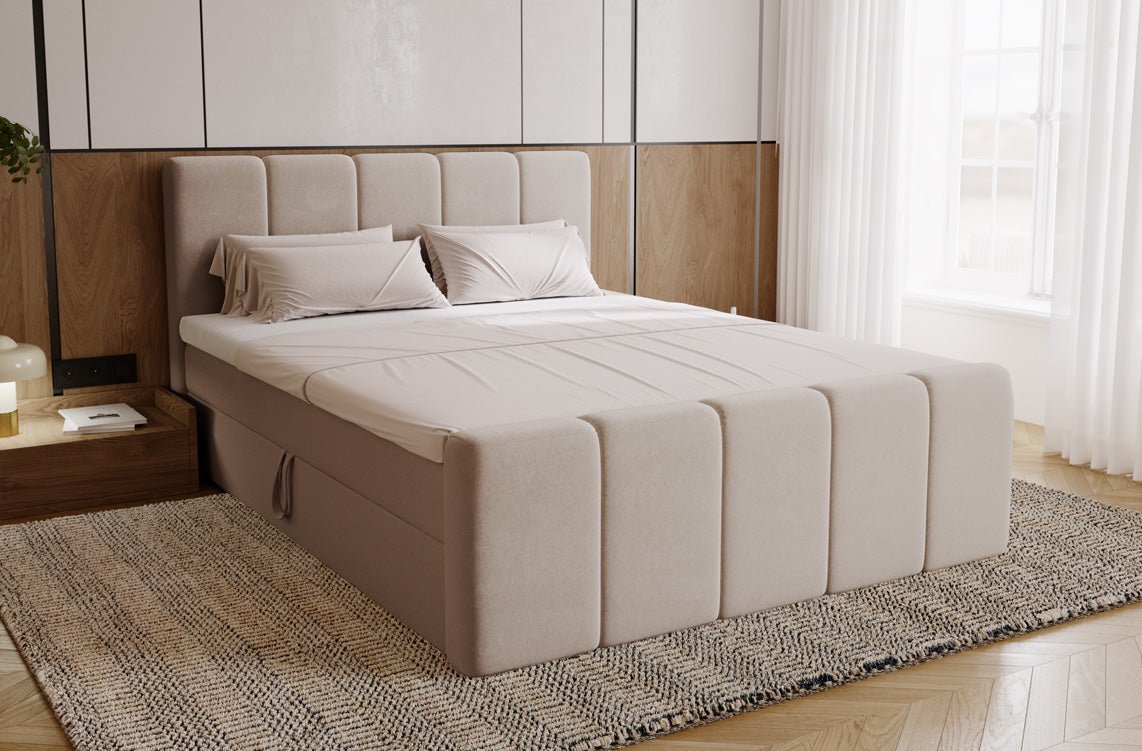 Box spring bed Bergamo velvet with storage
