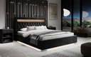 OUTLET-Designer Polsterbett Ida inkl. RGB, USB und Stauraum/200x200/Schwarz/H3