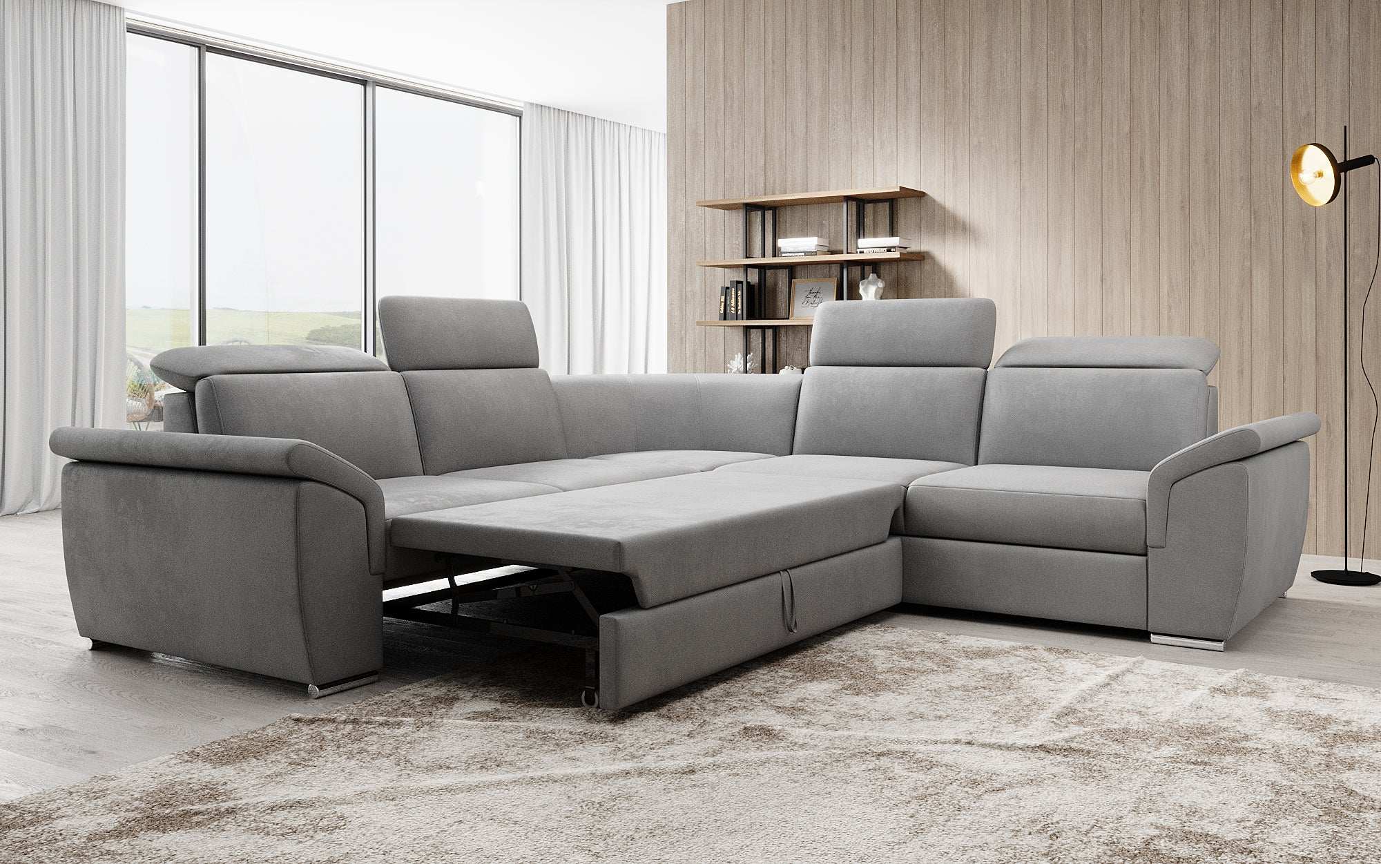 Designer Sofa Fernando mit Schlaffunktion und Stauraum