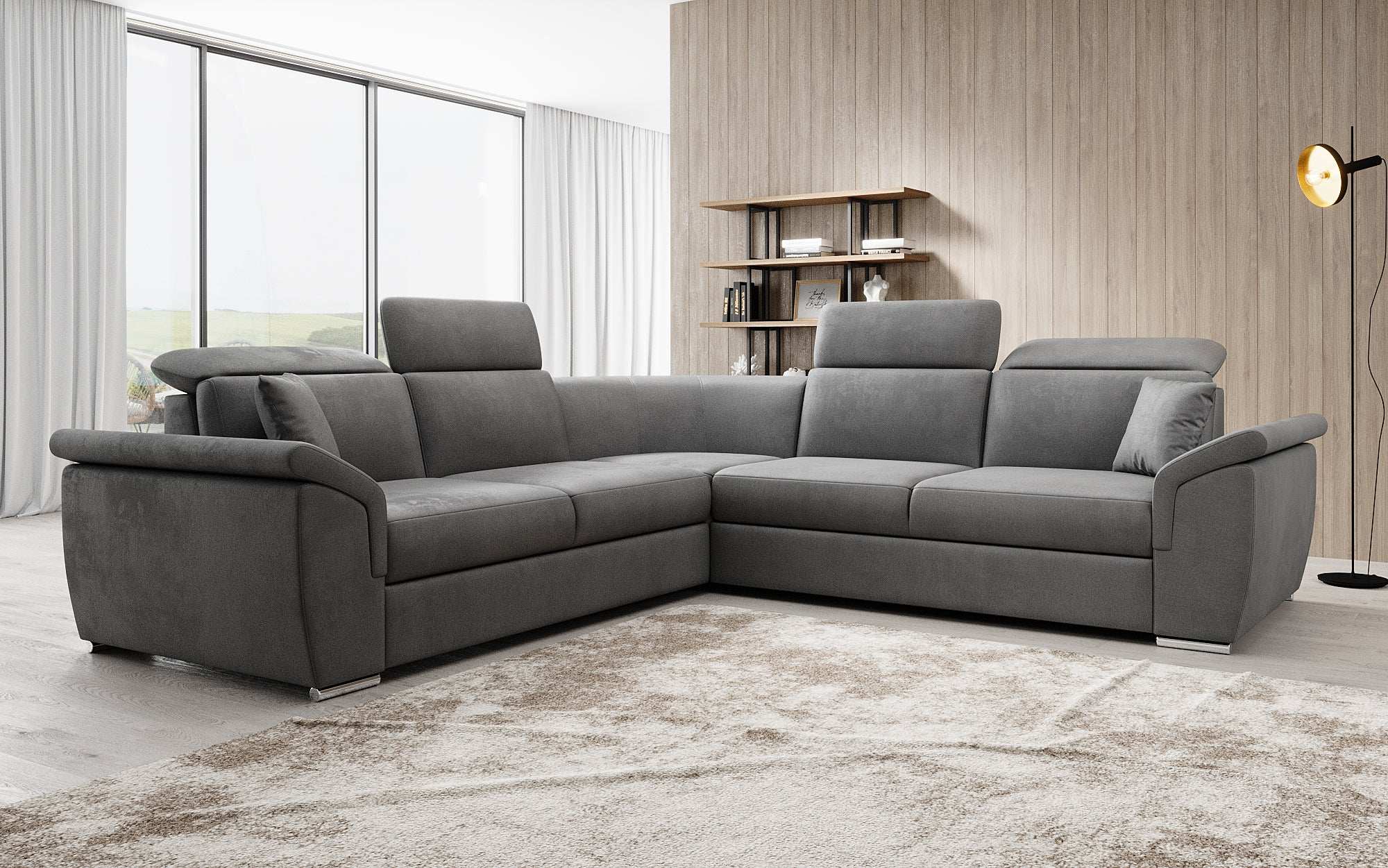 Designer Sofa Fernando mit Schlaffunktion und Stauraum