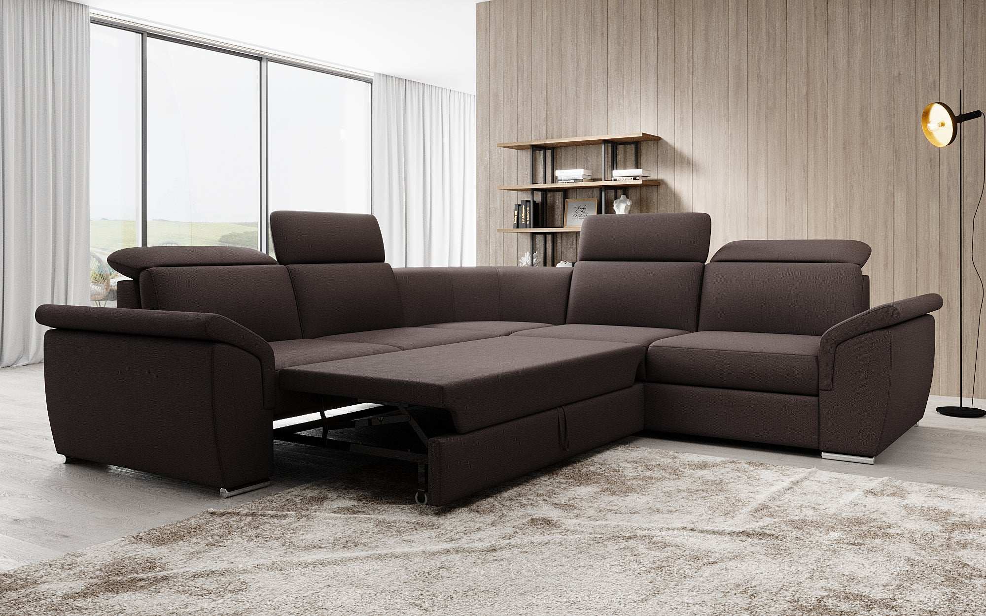 Designer Sofa Fernando mit Schlaffunktion und Stauraum