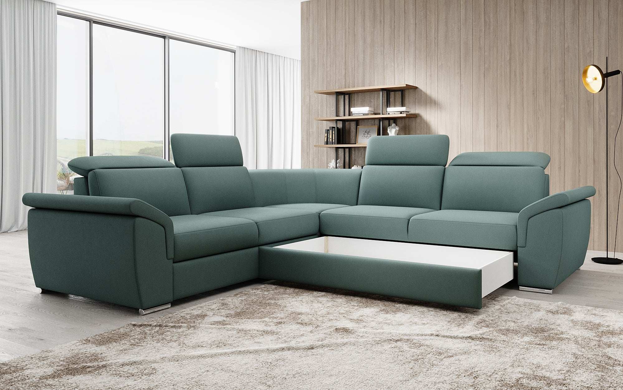 Designer Sofa Fernando mit Schlaffunktion und Stauraum