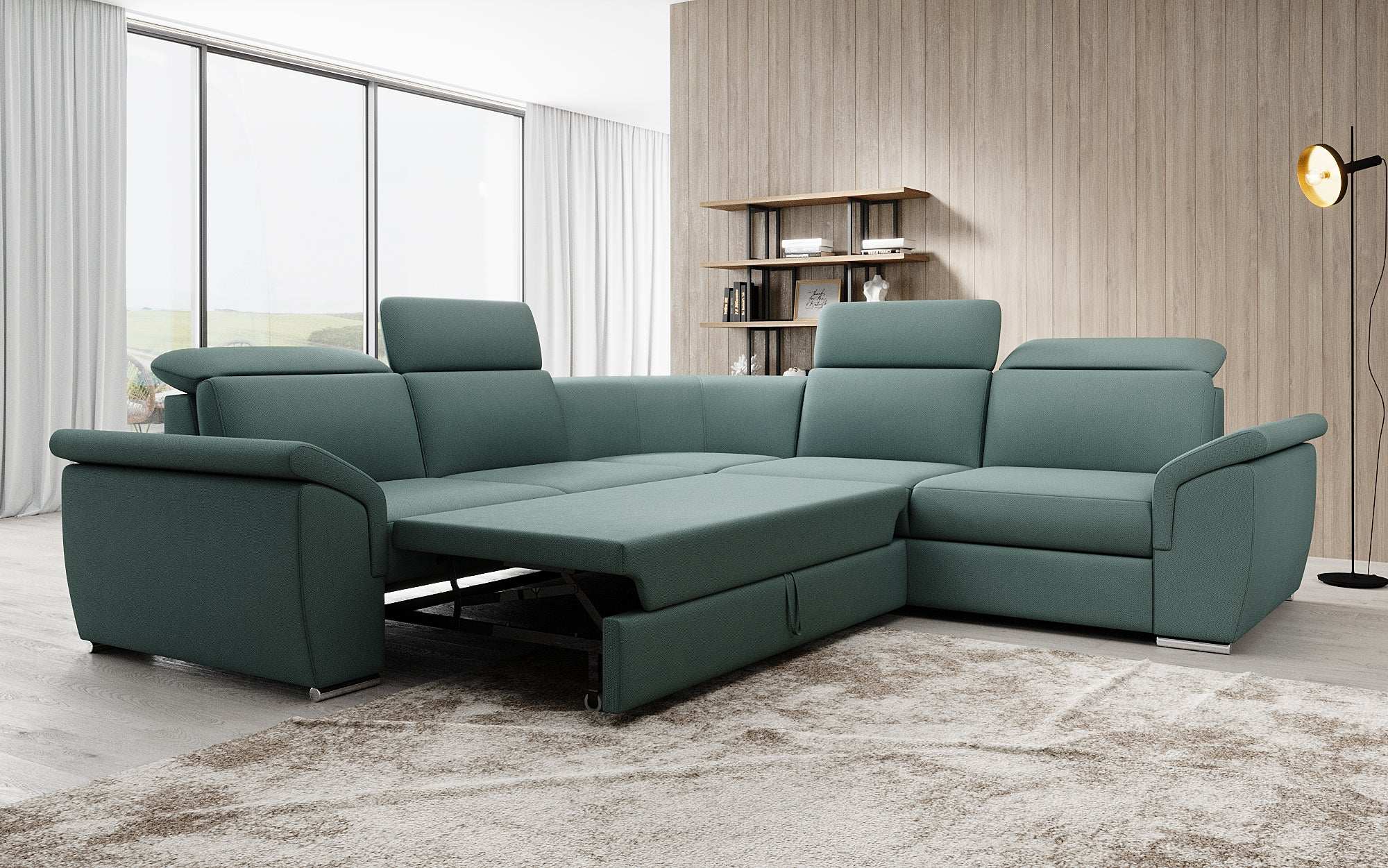 Designer Sofa Fernando mit Schlaffunktion und Stauraum