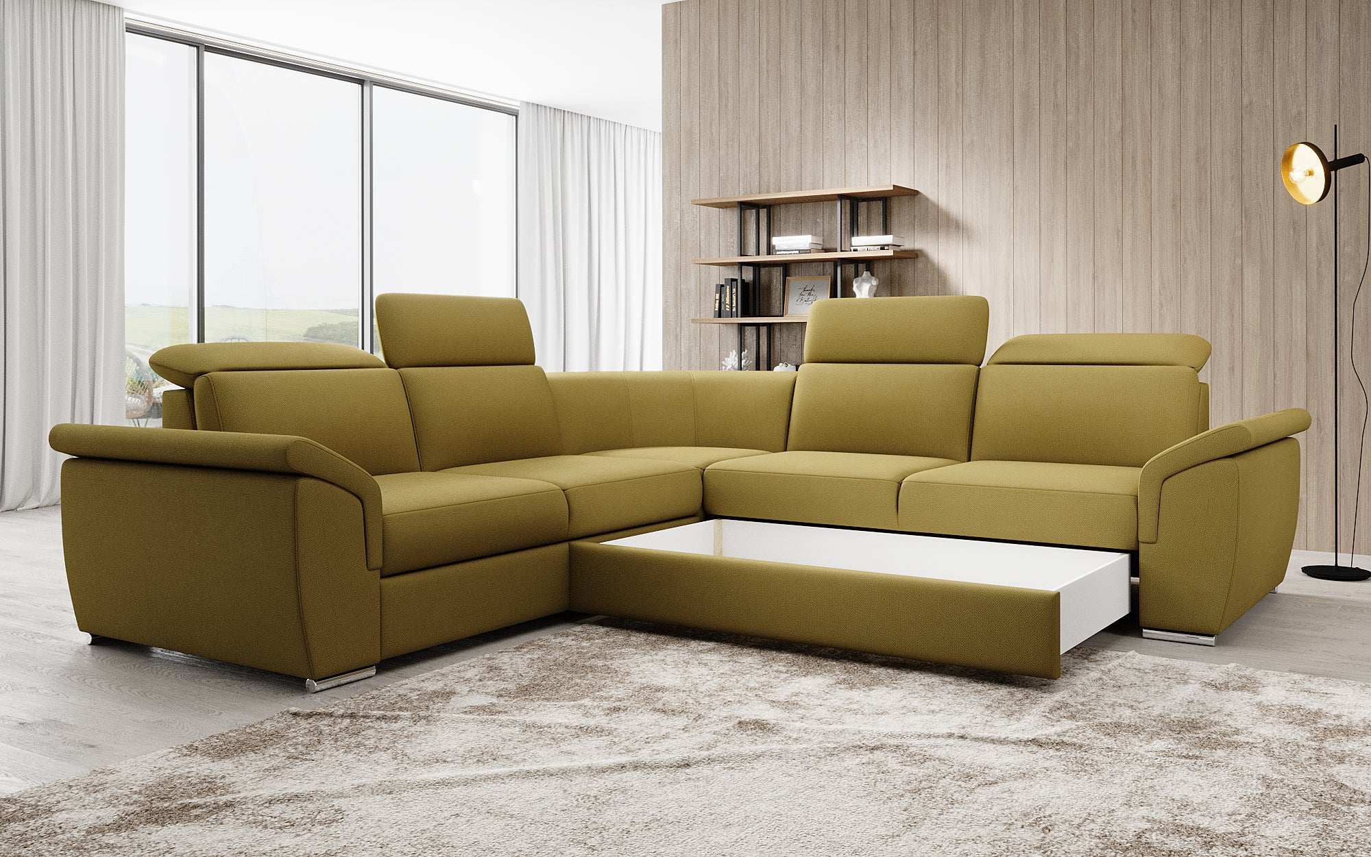 Designer Sofa Fernando mit Schlaffunktion und Stauraum