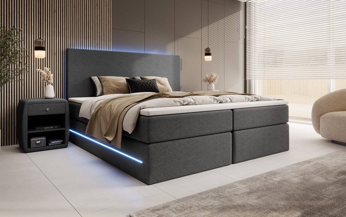 Boxspringbett Arito mit LED u. Stauraum - Luxusbetten24