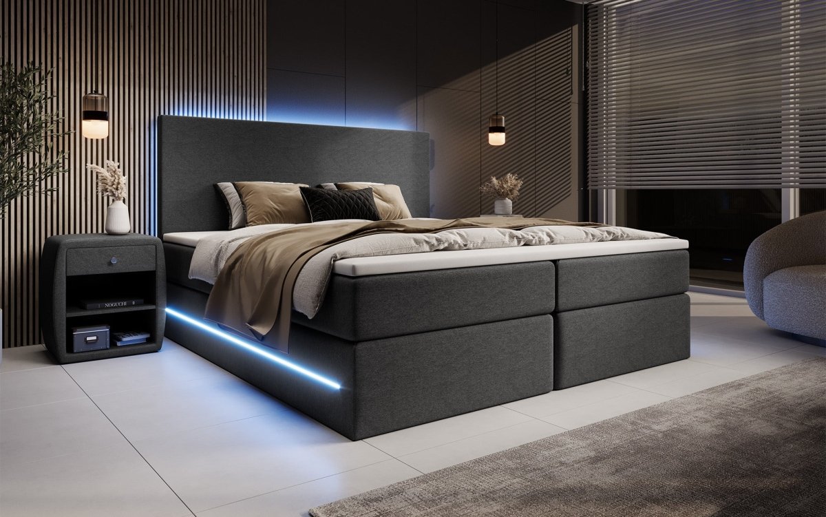 Boxspringbett Arito mit LED u. Stauraum - Luxusbetten24