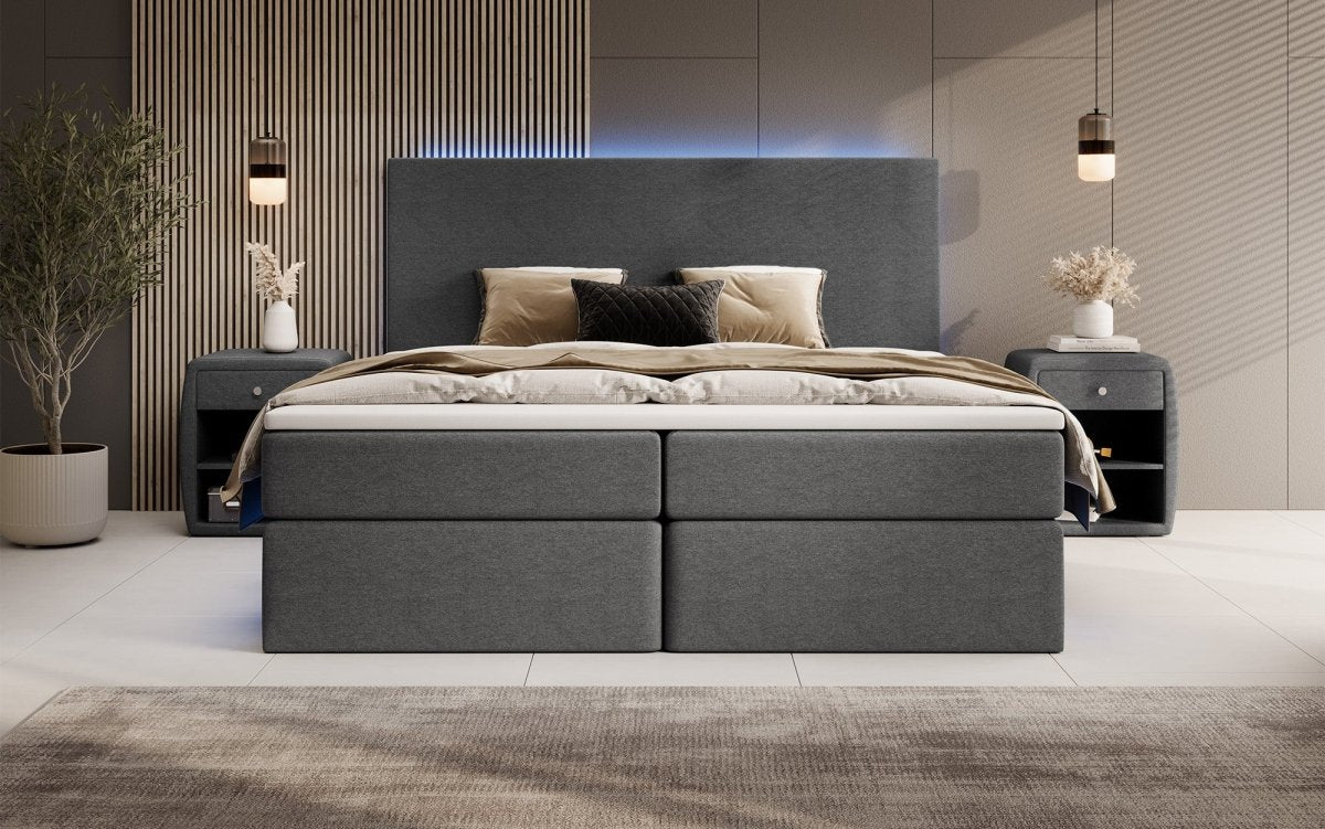 Boxspringbett Arito mit LED u. Stauraum - Luxusbetten24