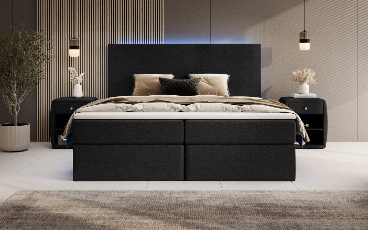 Boxspringbett Arito mit LED u. Stauraum - Luxusbetten24