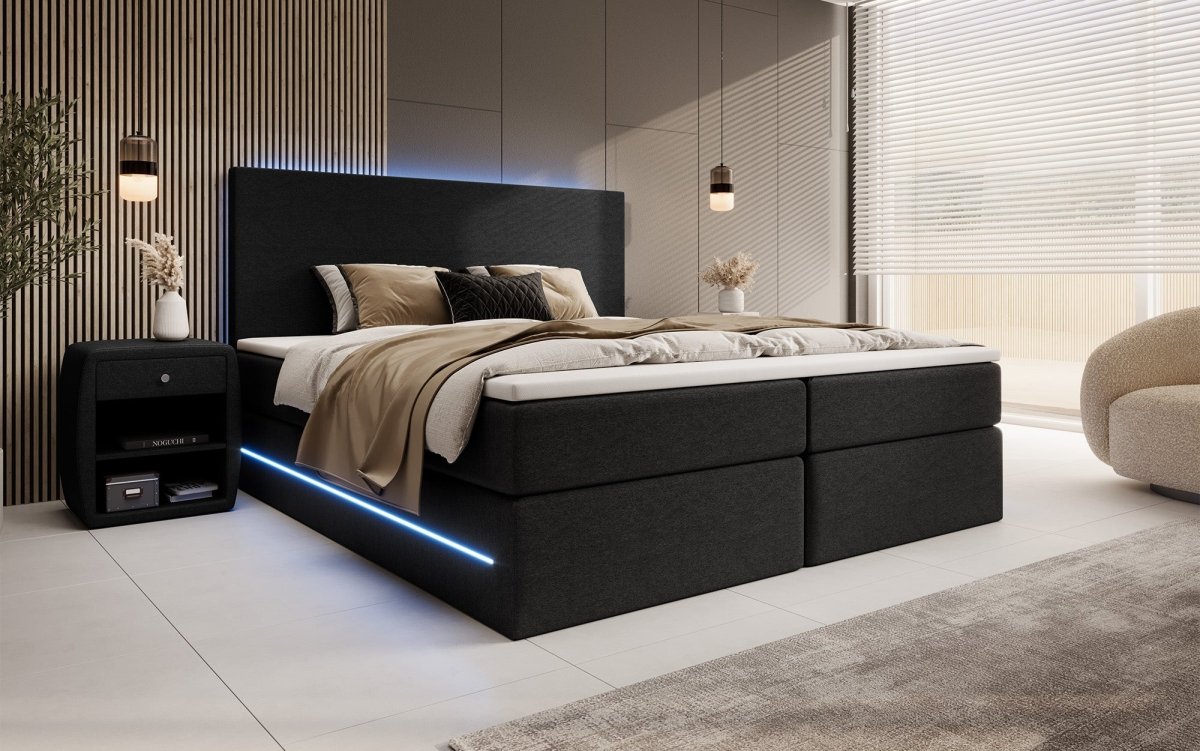 Boxspringbett Arito mit LED u. Stauraum - Luxusbetten24