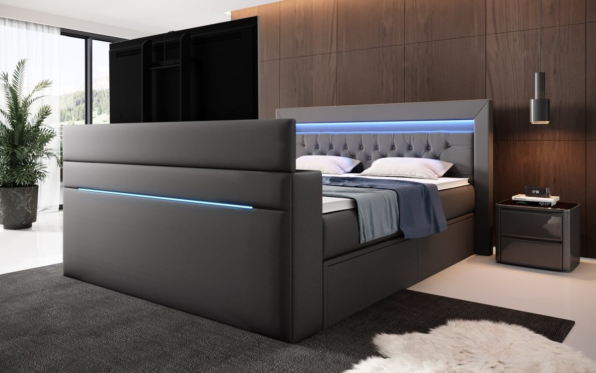 Boxspringbett Merkur mit TV Lift und RGB - Luxusbetten24