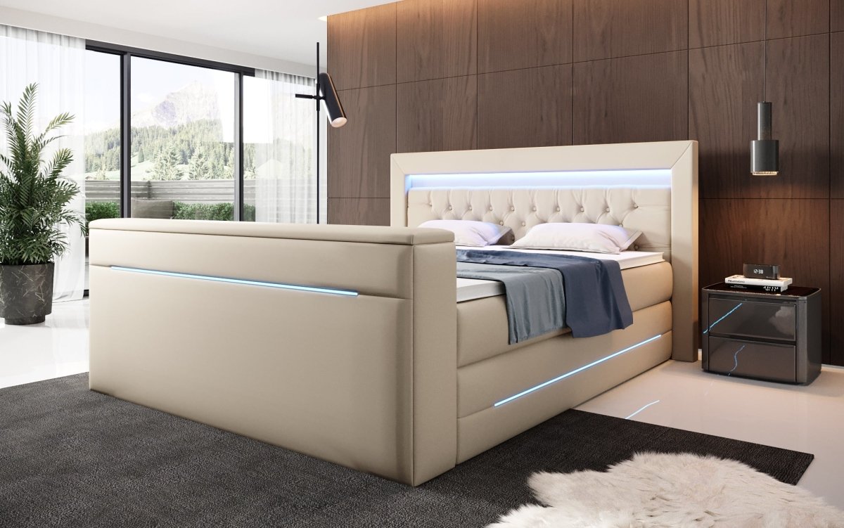 Boxspringbett Merkur mit TV Lift und RGB - Luxusbetten24