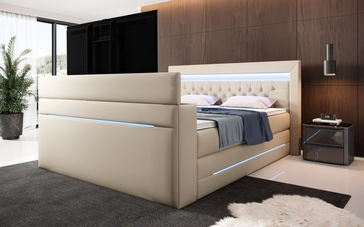 Boxspringbett Merkur mit TV Lift und RGB - Luxusbetten24