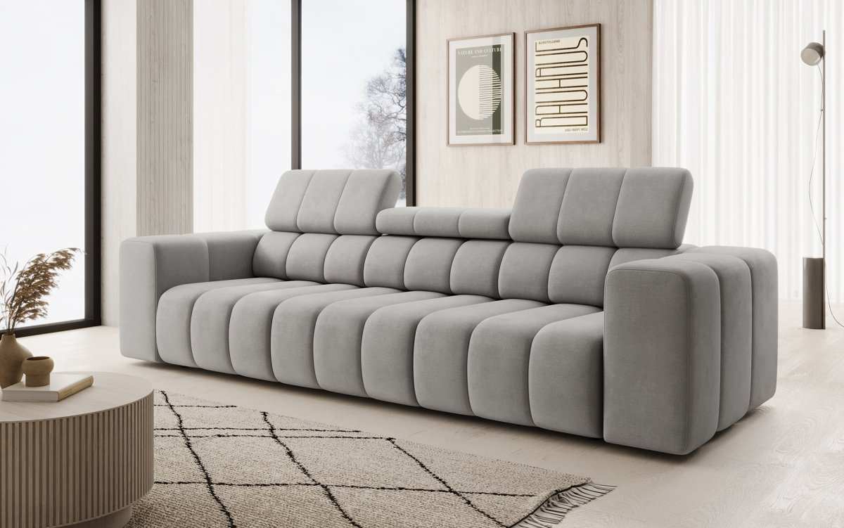 Designer 3er Sofa Aurora mit verstellbaren Kopfstützen - Luxusbetten24