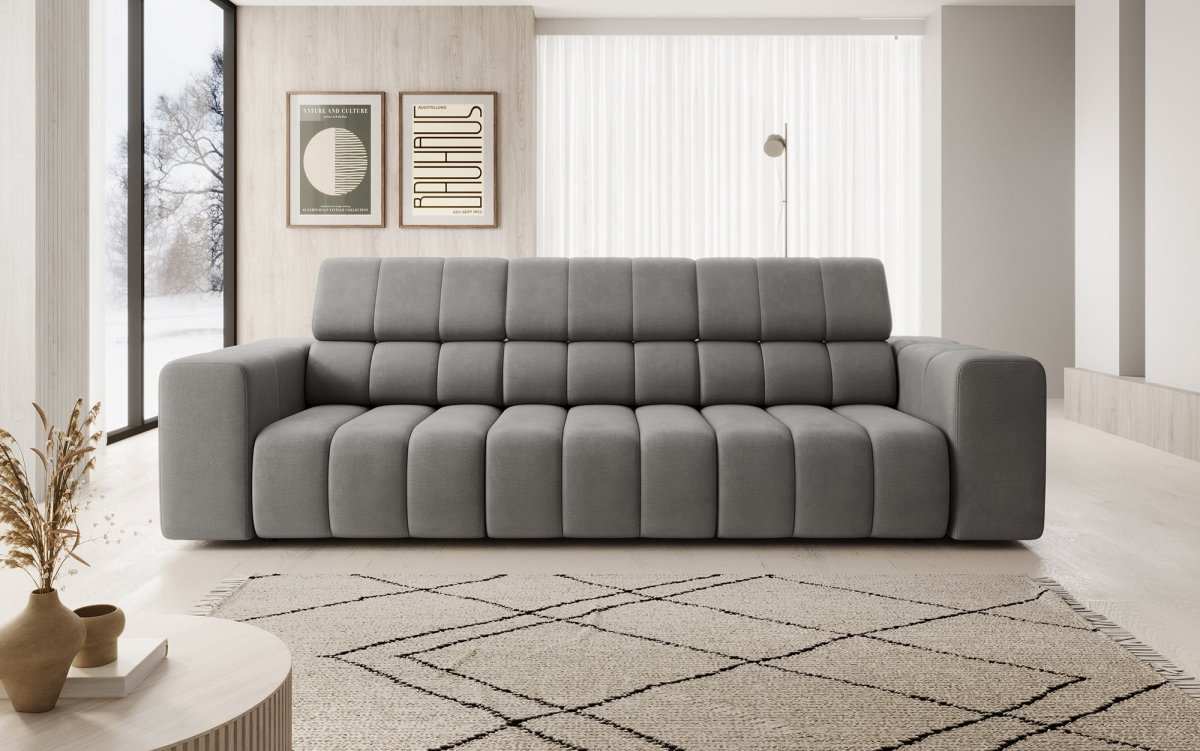 Designer 3er Sofa Aurora mit verstellbaren Kopfstützen - Luxusbetten24