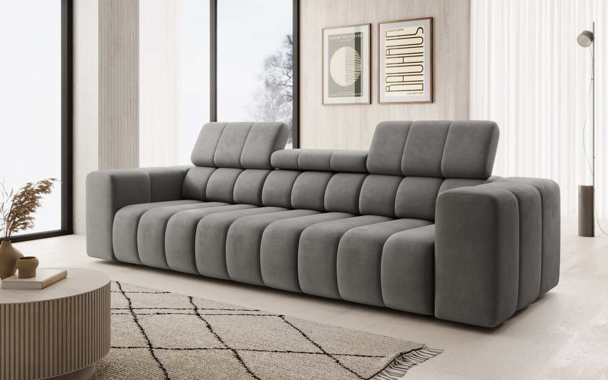 Designer 3er Sofa Aurora mit verstellbaren Kopfstützen - Luxusbetten24